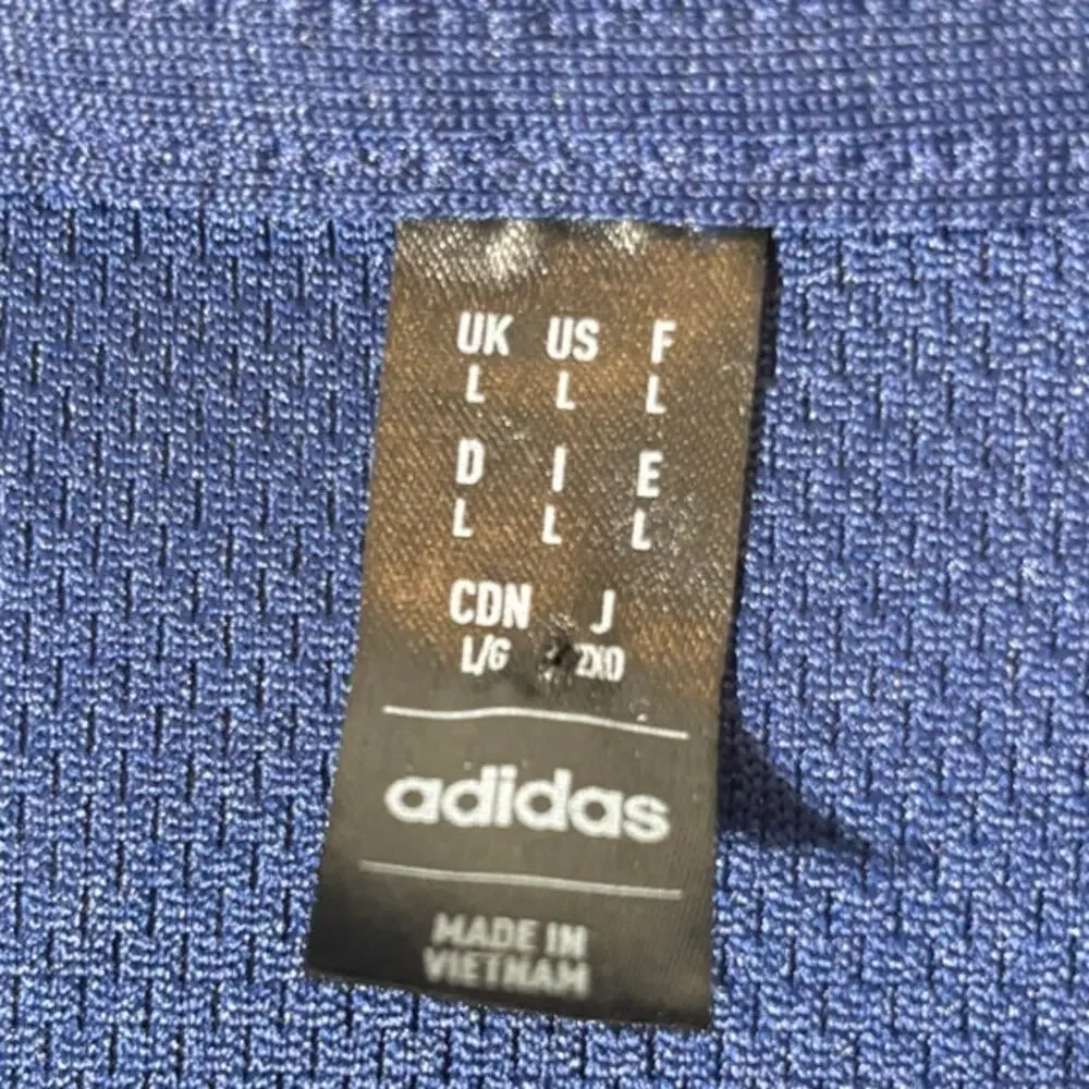 Adidas Men's Size L Club Tennis Polo Shirt Blue Short Sleeves Moisture-Wicking
